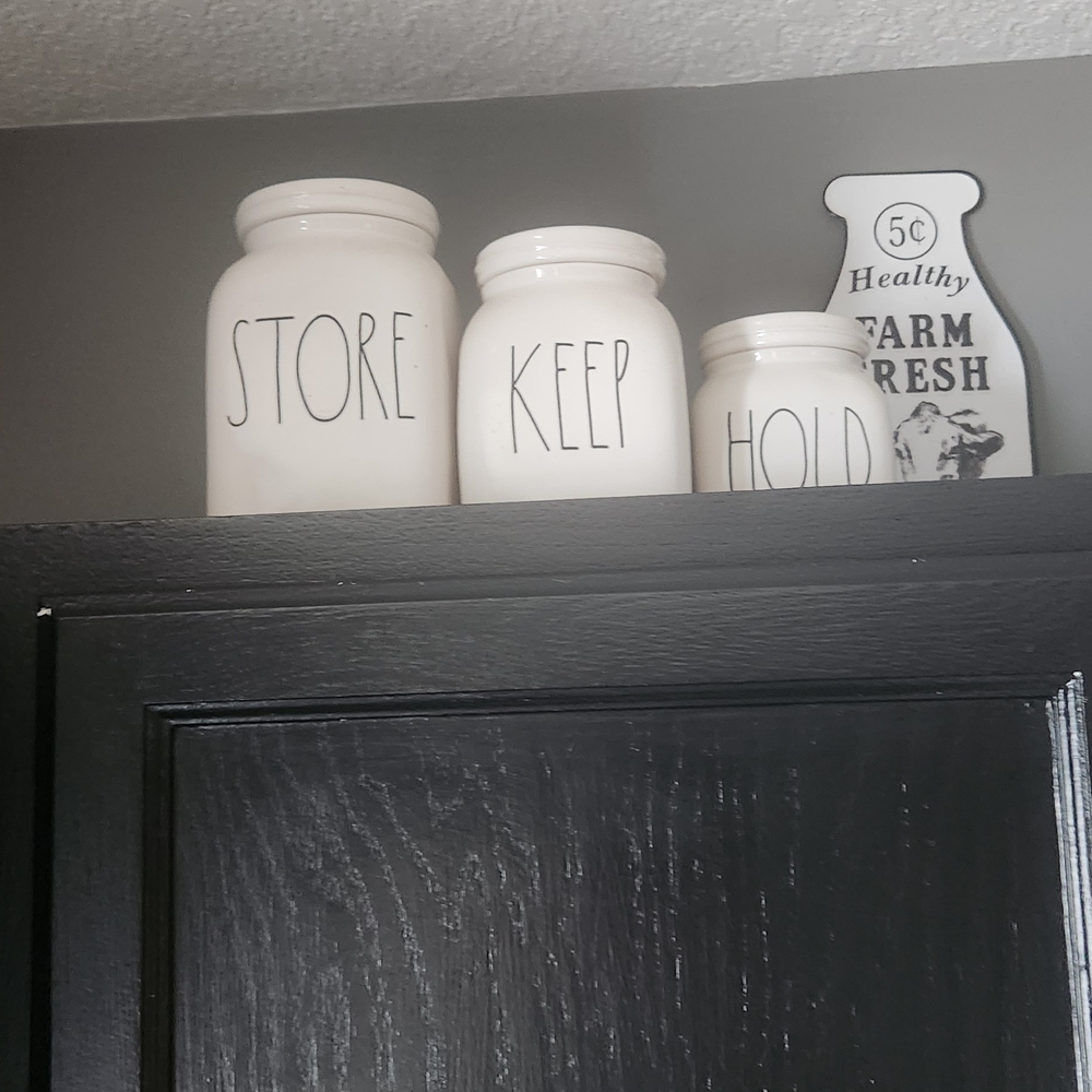 Rae Dunn Cream Ceramic Storage Jar Trio